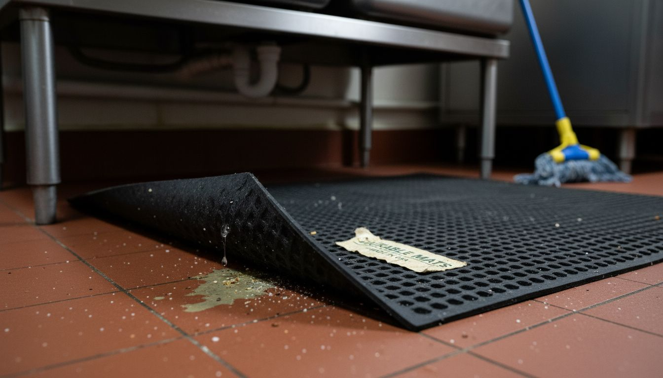 Close-up of synthetic rubber mat backing