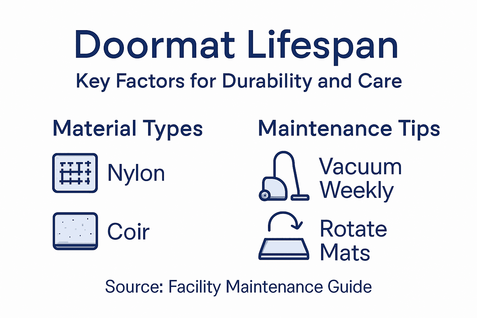 Infographic covering doormat durability and maintenance