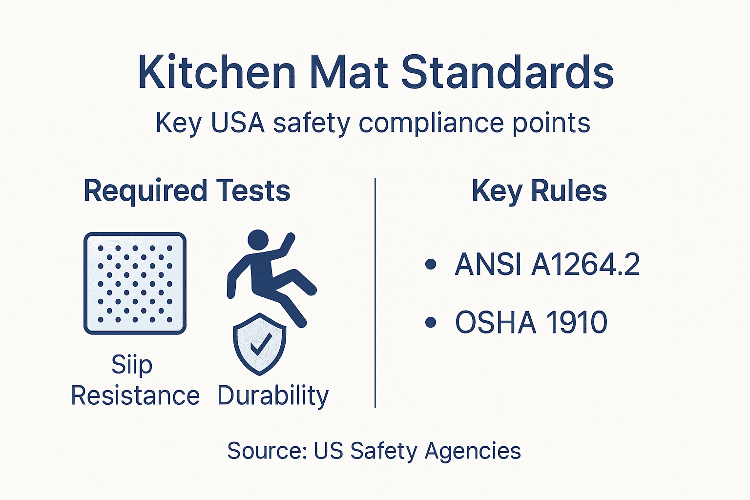 Infographic showing kitchen mat safety standards