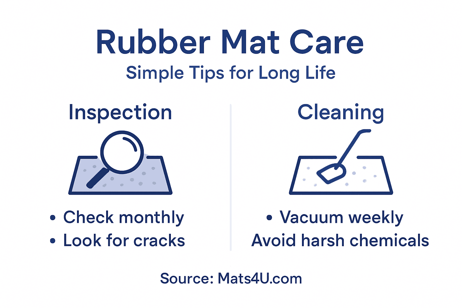 Infographic of rubber mat care tips