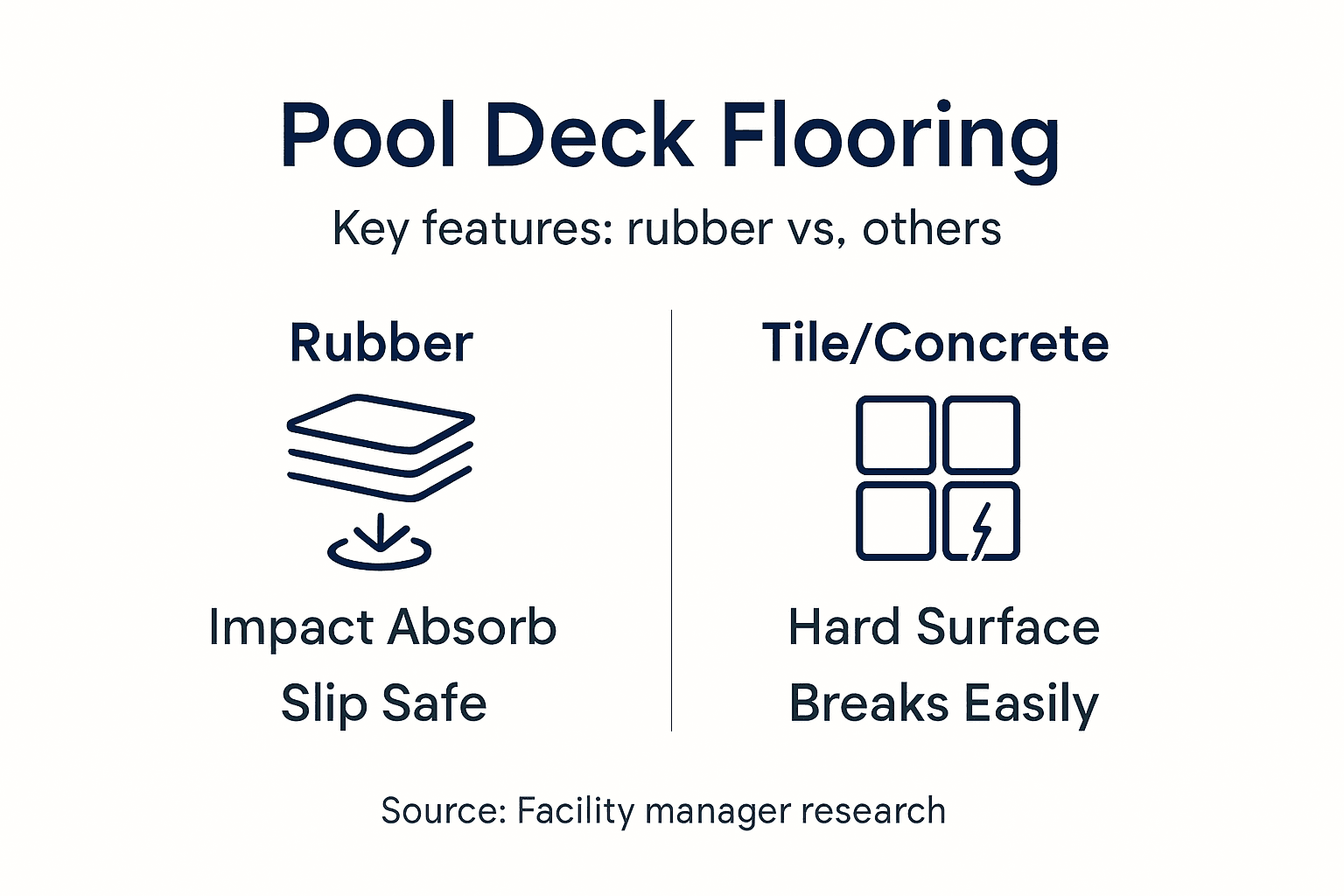 Infographic comparing pool rubber floor vs alternatives