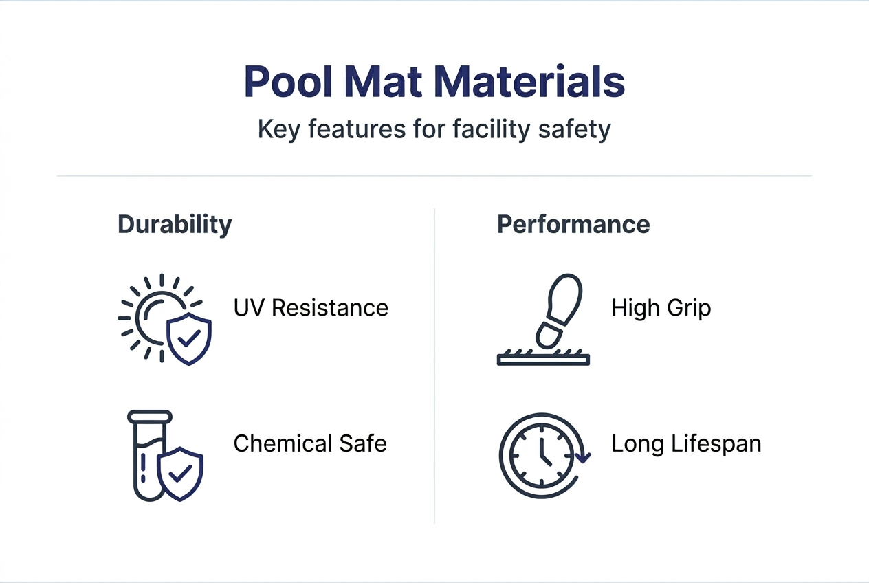 Infographic comparing pool mat materials