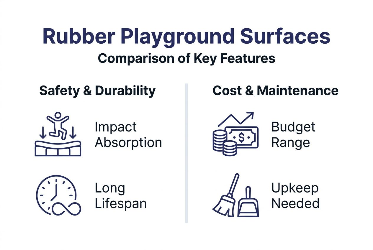 Infographic comparing rubber playground surface features