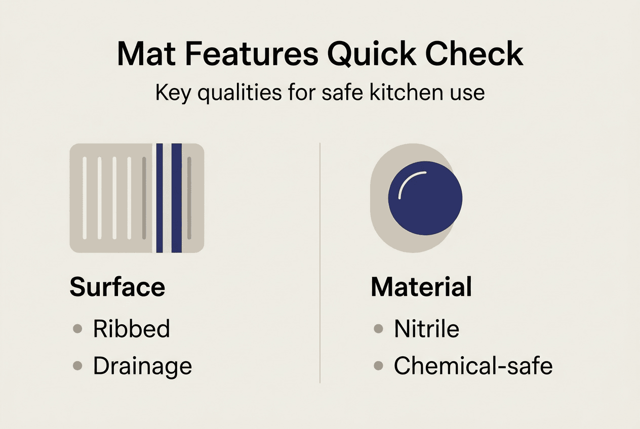 Infographic of kitchen mat features and materials