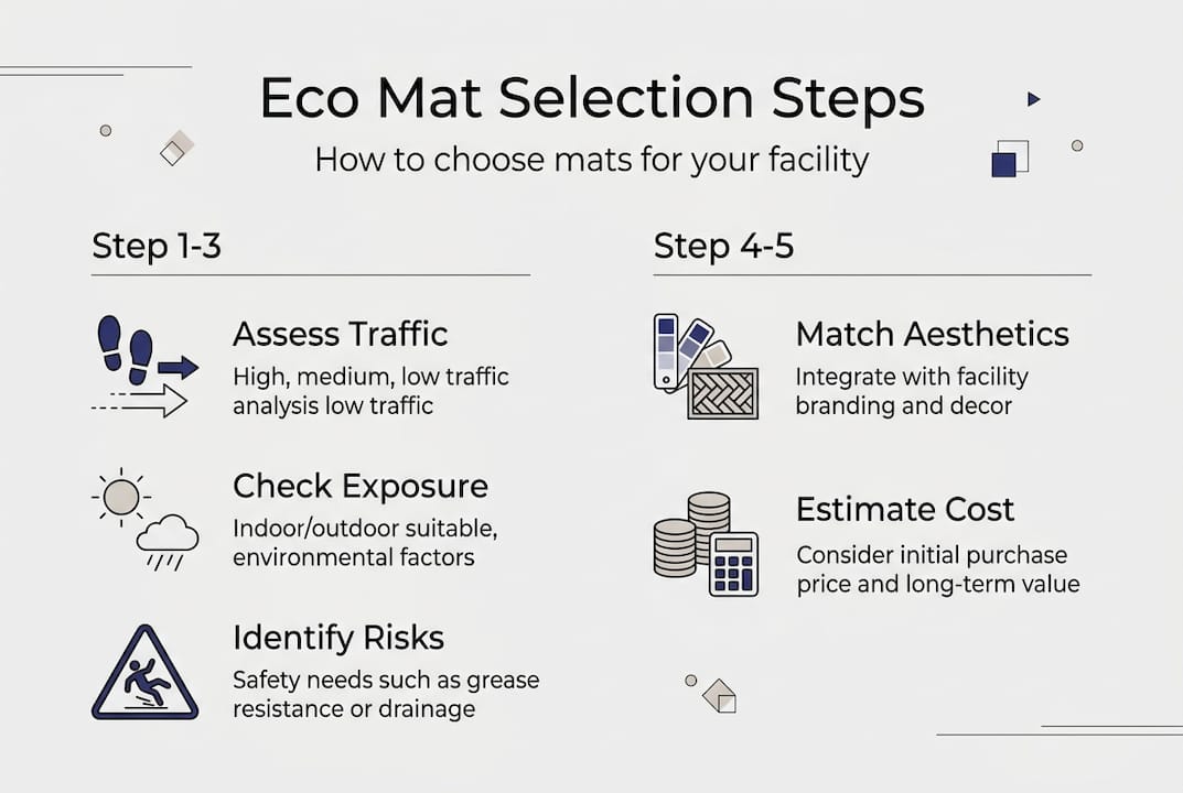 Infographic showing steps for mat selection