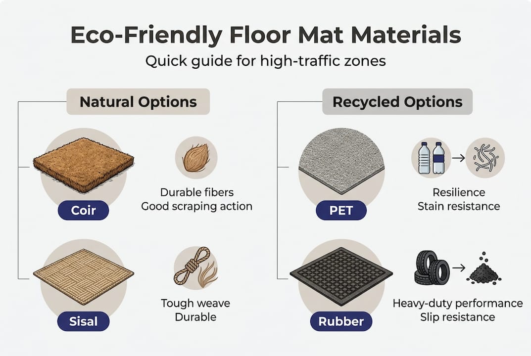 Infographic comparing mat materials and uses