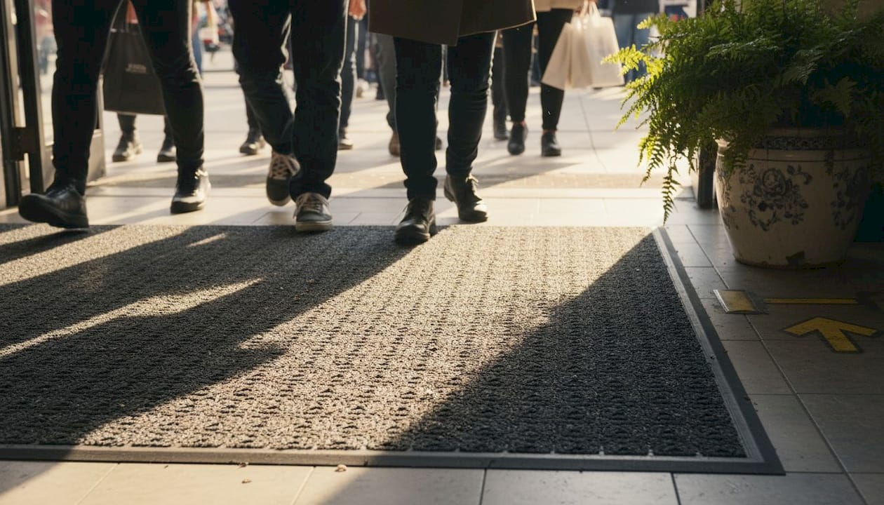 WaterHog mat detail with foot traffic