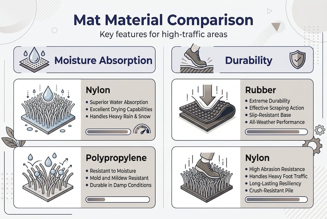 Infographic comparing entrance mat materials