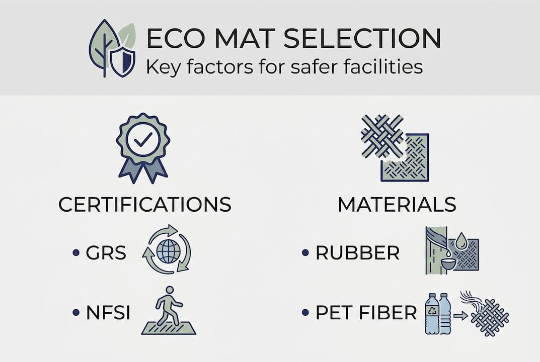 Infographic with mat selection factors and materials