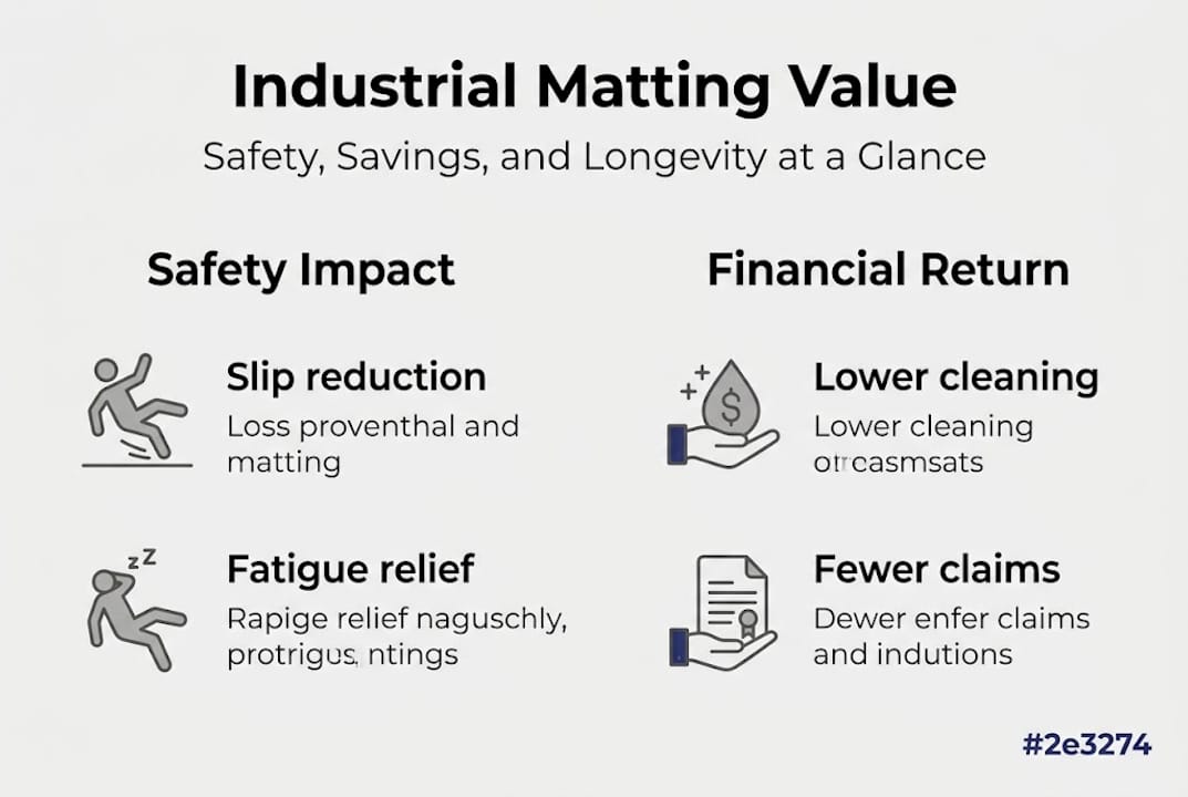 Infographic on matting safety and ROI benefits