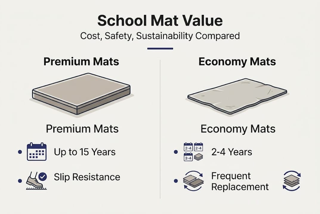 Infographic comparing premium and economy school mats