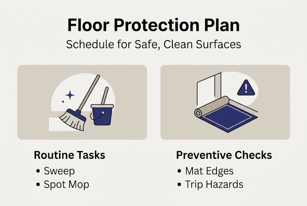 Infographic floor protection schedule highlights