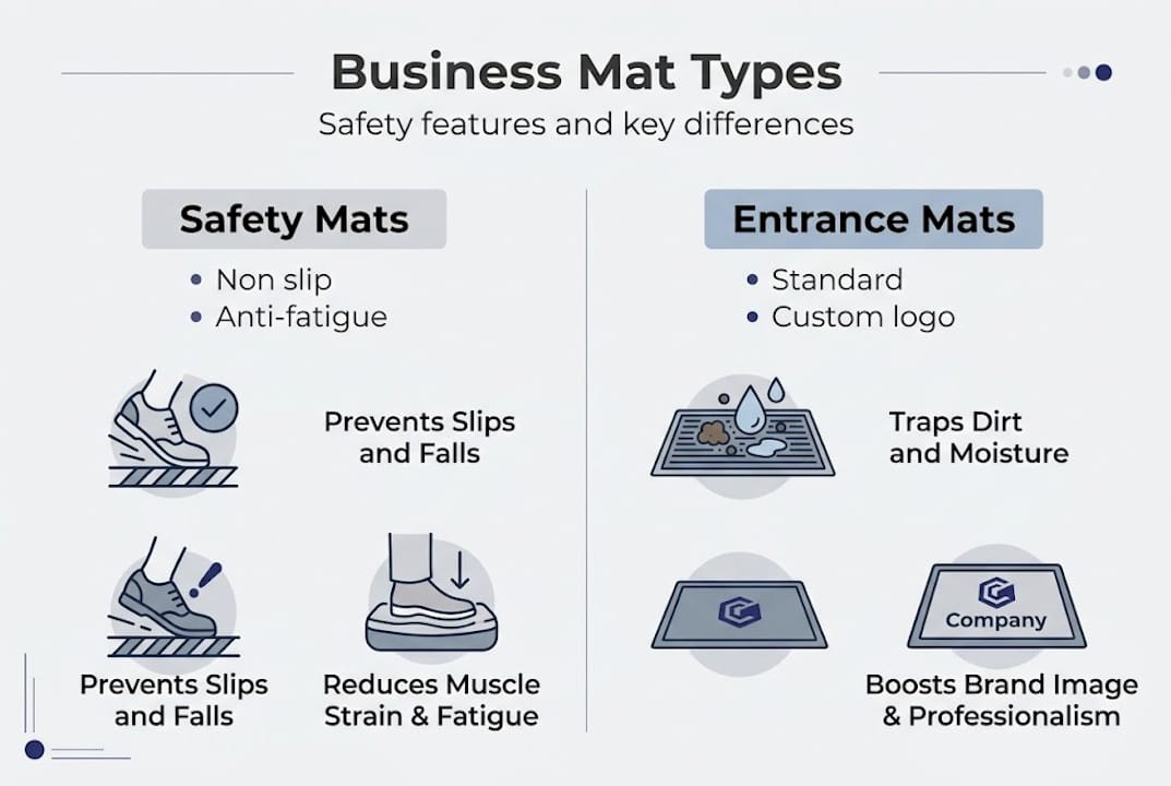 Infographic comparing types of business mats
