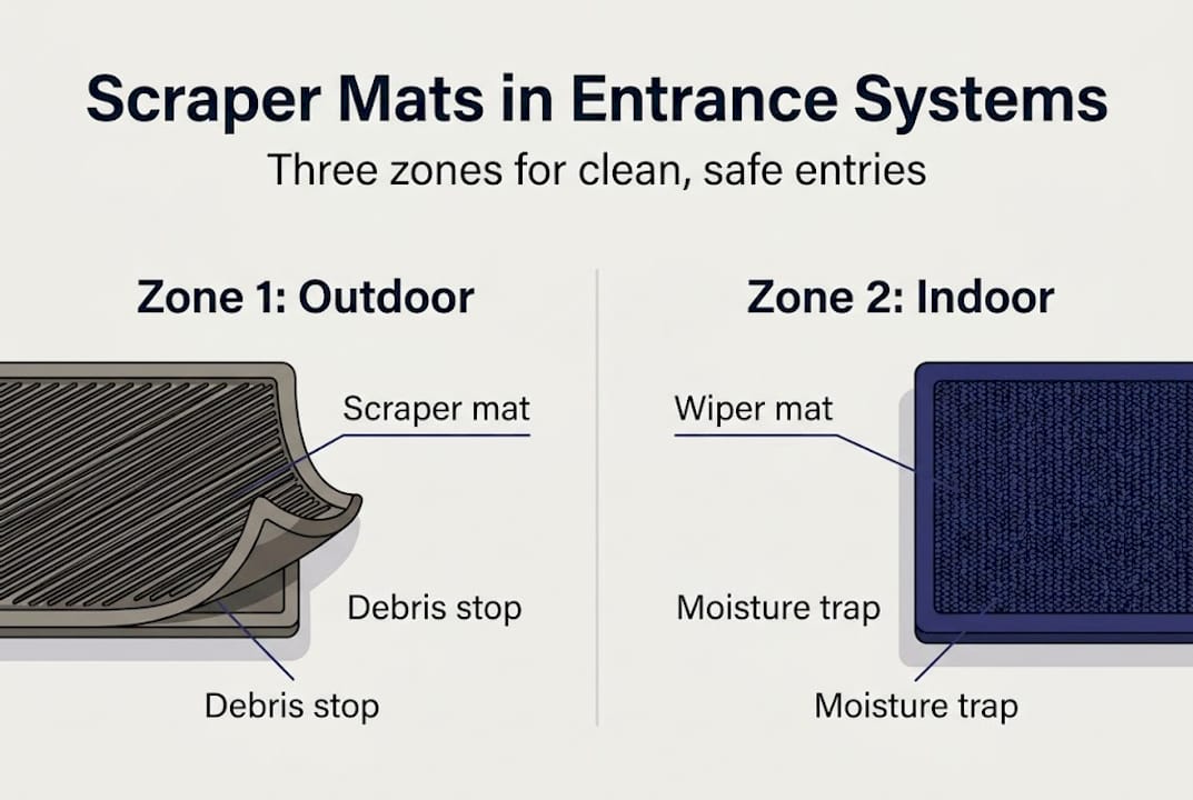 Infographic showing entrance mat system zones