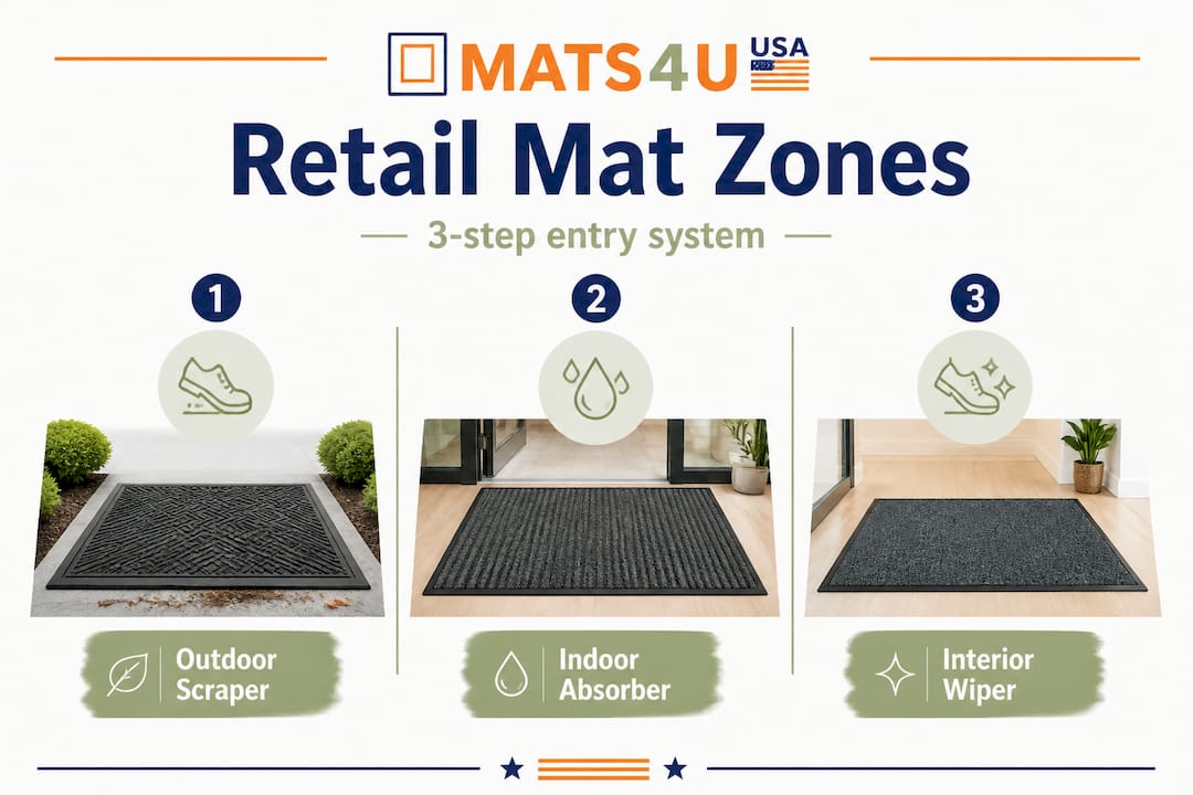 Infographic showing three retail mat zones