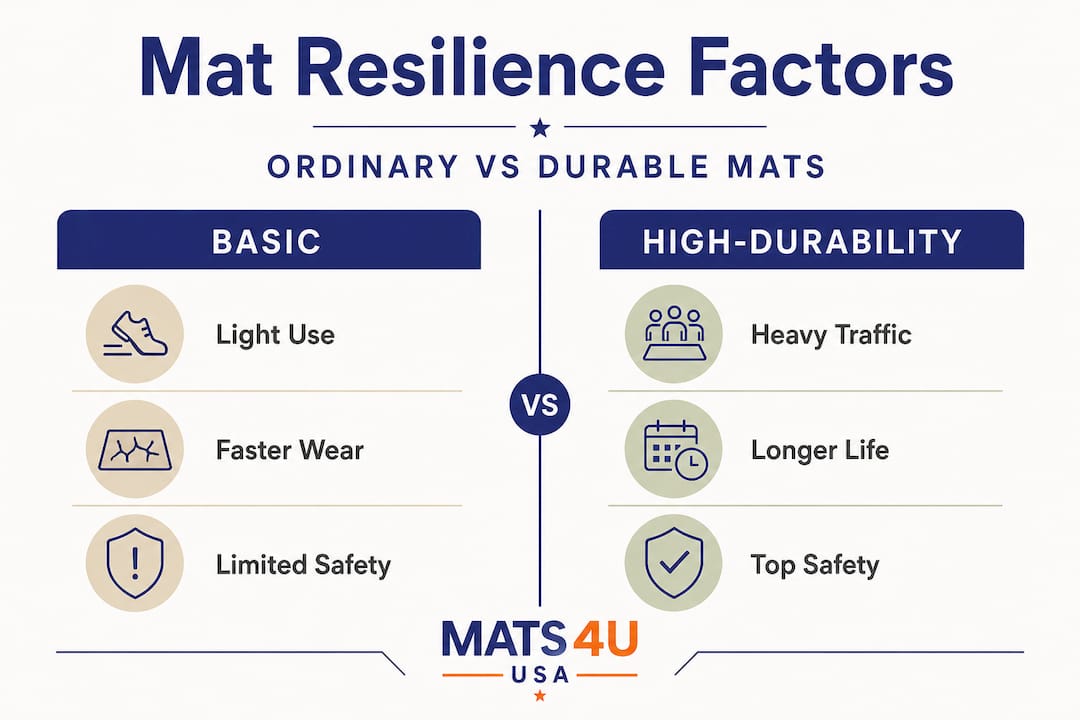 Infographic comparing basic and high-durability mat features