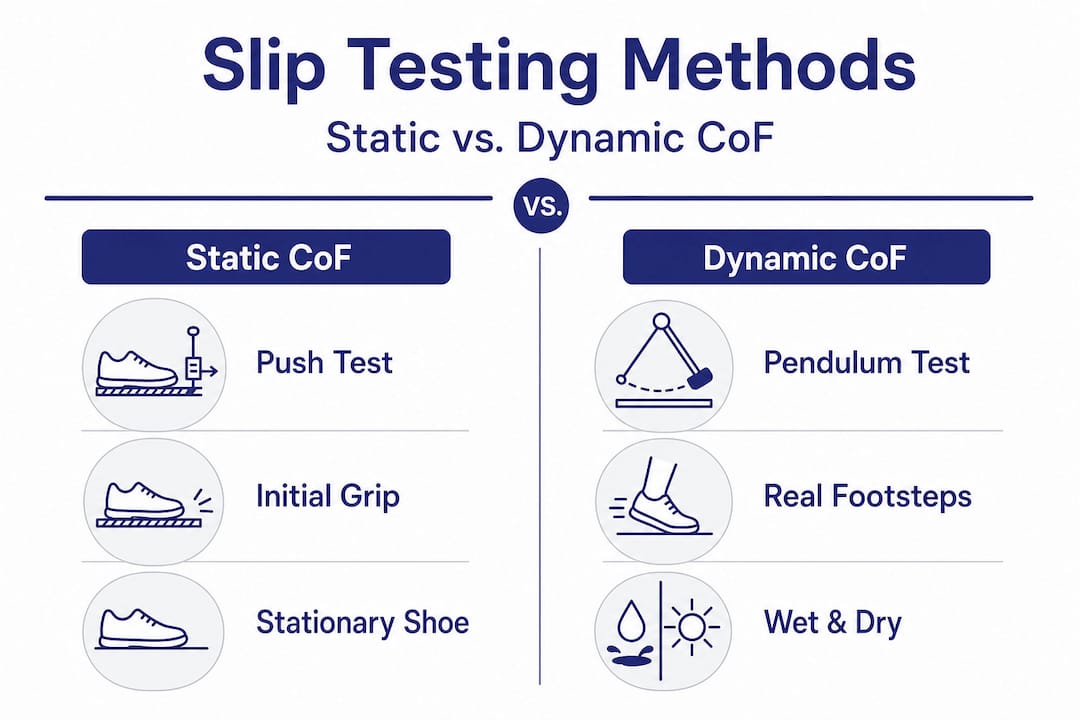 Infographic comparing static and dynamic slip tests