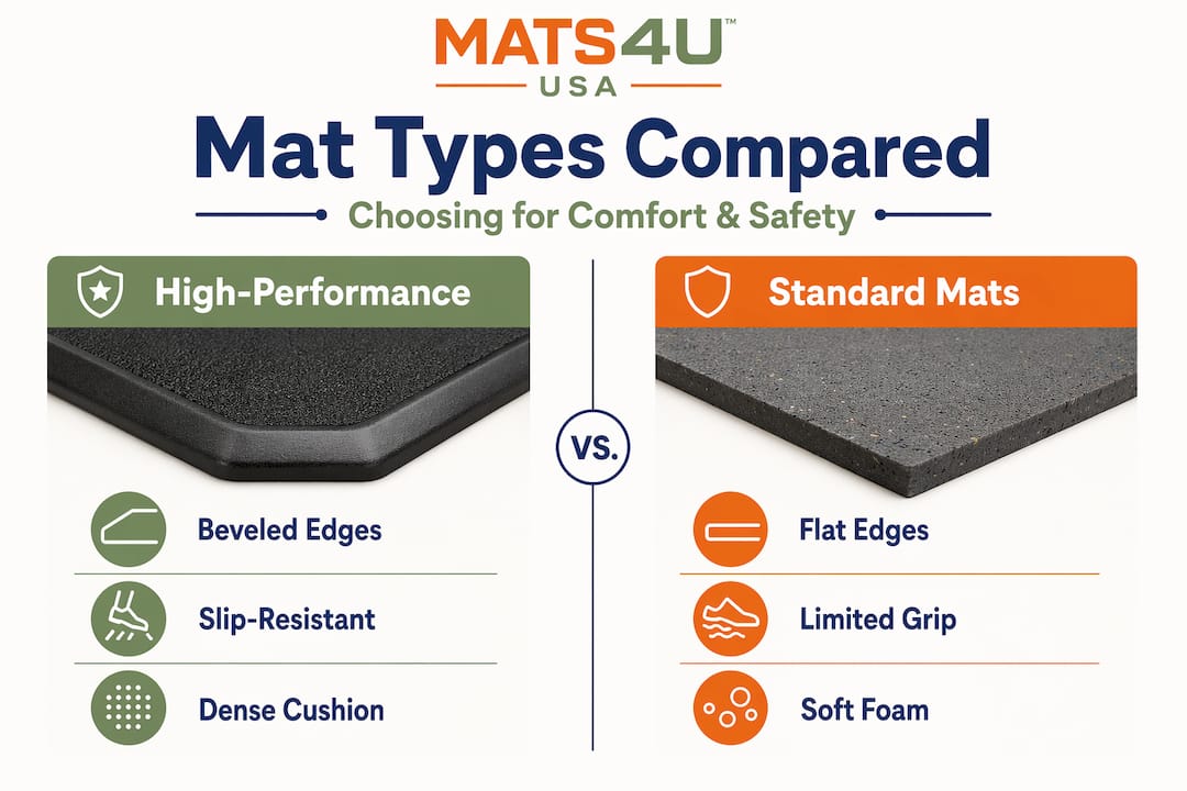 Infographic comparing high-performance vs standard mats