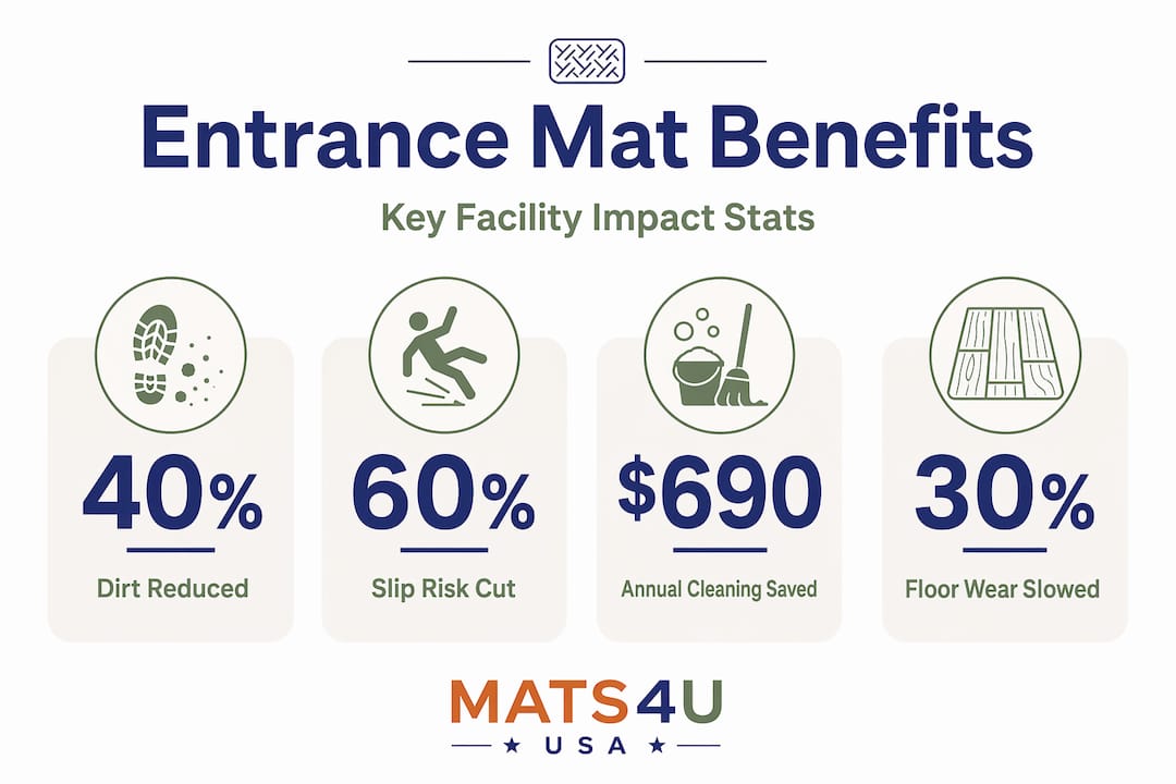Infographic showing main benefits of entrance mats