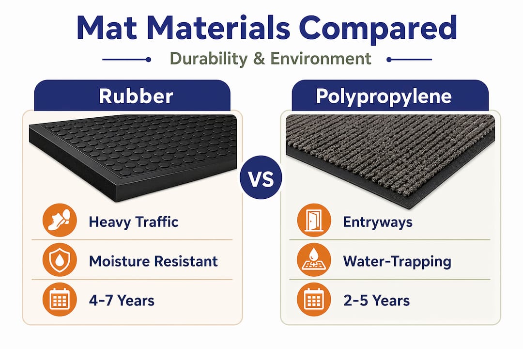 Infographic comparing mat material durability