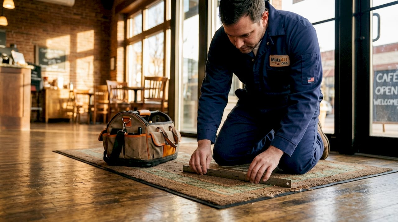 Measuring pile height of commercial floor mat