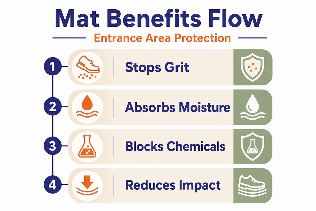 Infographic showing entrance mat benefits flow