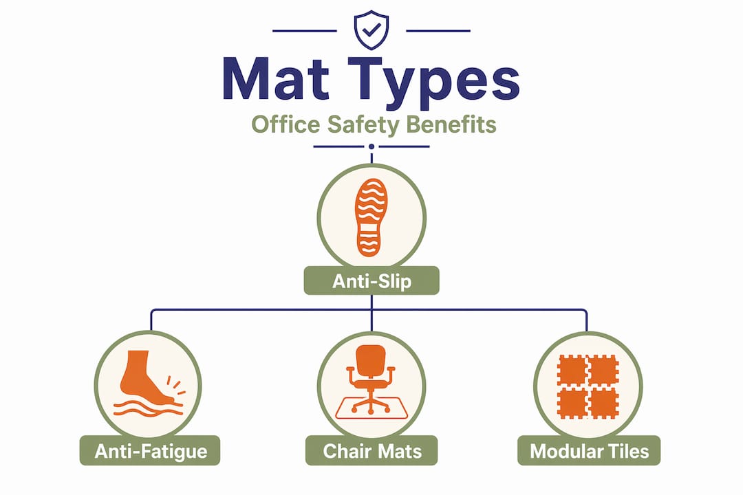 Hierarchy infographic of office safety mat types