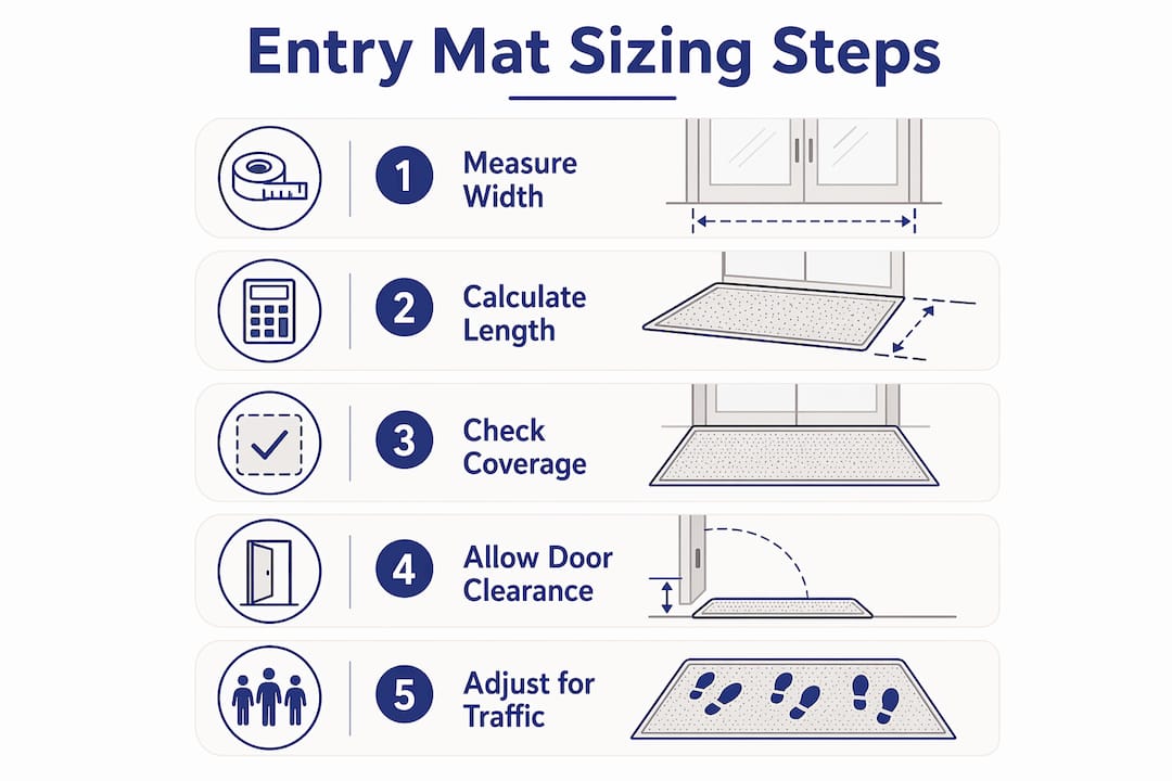 Infographic of steps to size entry mats accurately