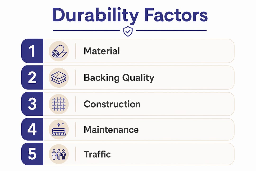 Infographic showing hierarchy of commercial mat durability factors