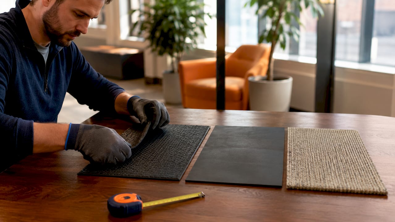 Samples of fire resistant commercial mats