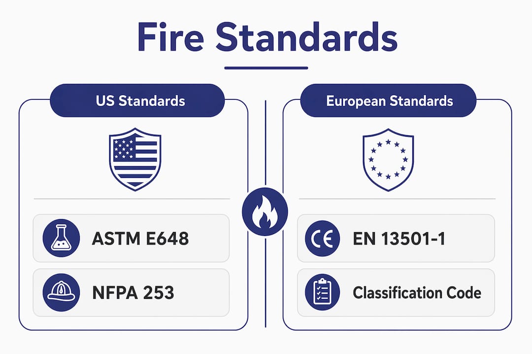 Infographic comparing US and European fire standards
