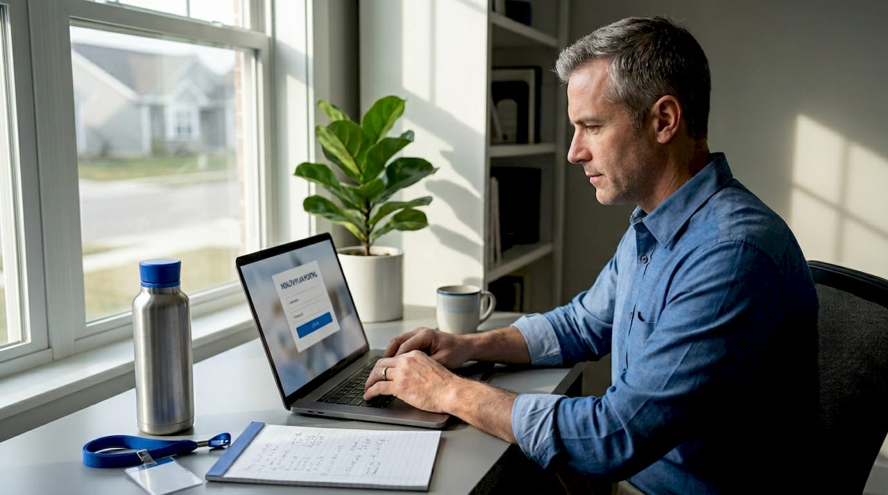 Employee logging into health plan portal