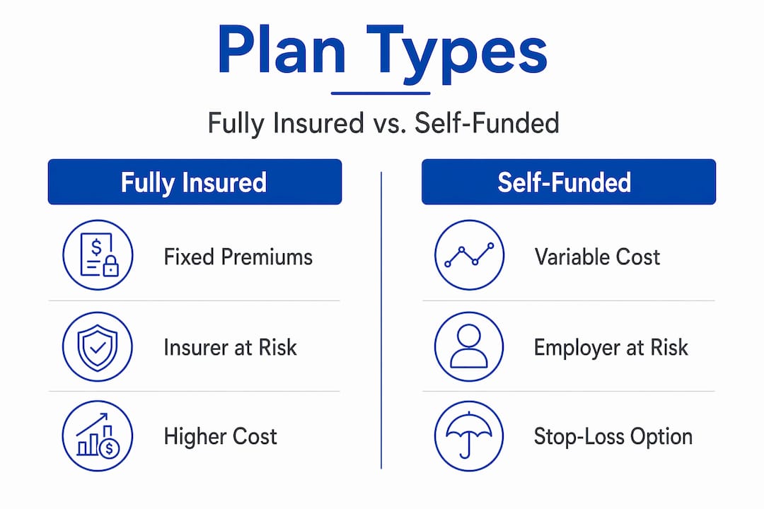 Infographic comparing fully insured versus self-funded