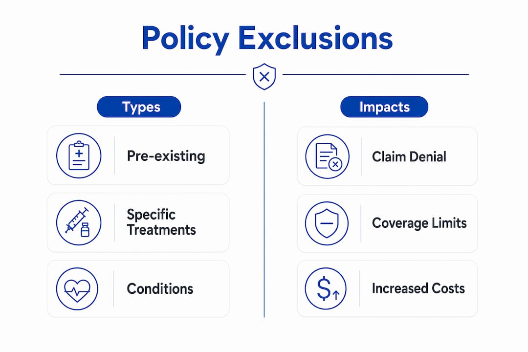 Infographic showing types and impacts of policy exclusions