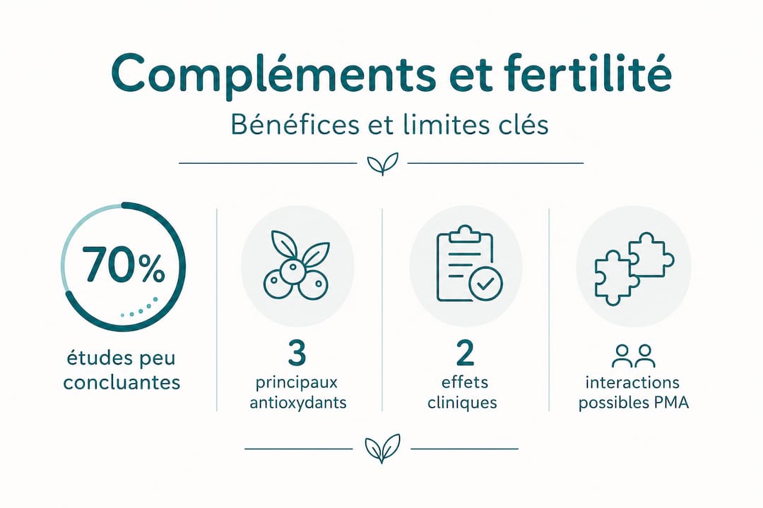 Infographie présentant les principaux bienfaits des compléments alimentaires et les chiffres clés à retenir
