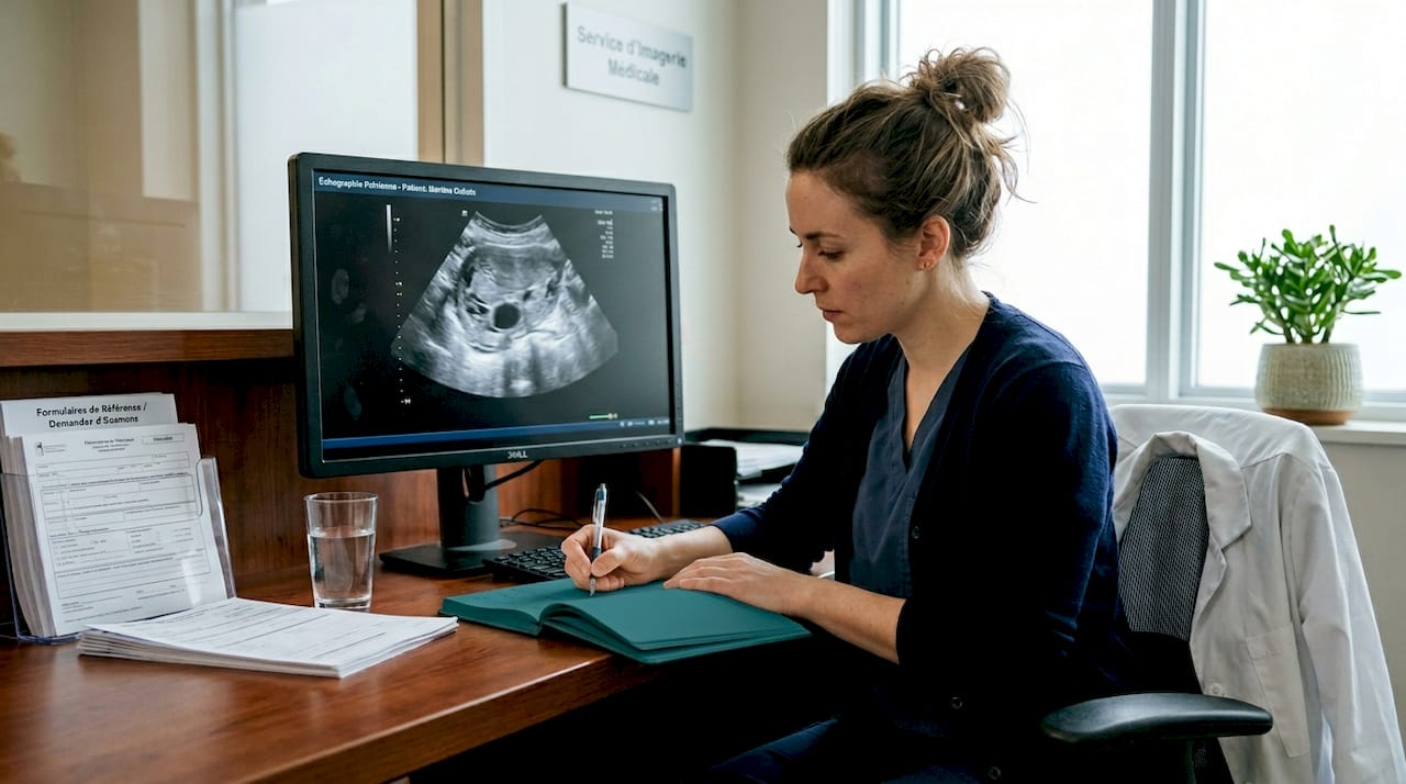 Analyse échographique d’un endométriome réalisée par un radiologue