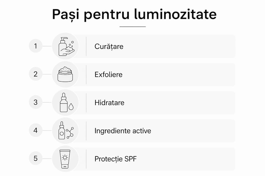 Infografic: rutina esențială pentru o piele strălucitoare, pas cu pas