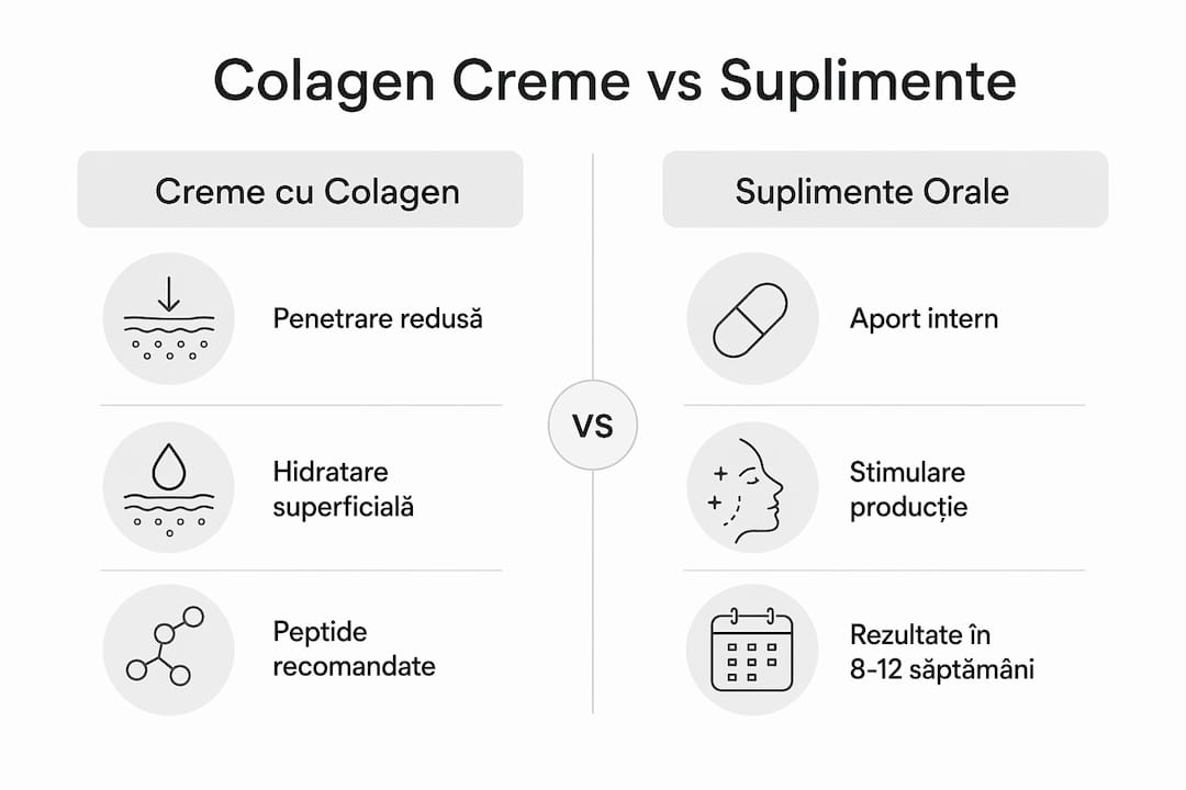 Infografic: diferențe și asemănări între cremele cu colagen și suplimentele administrate oral