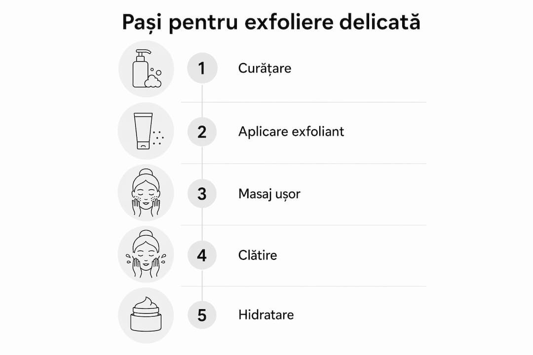 Infografic: Cum să-ți exfoliezi pielea ușor și eficient, în câțiva pași simpli