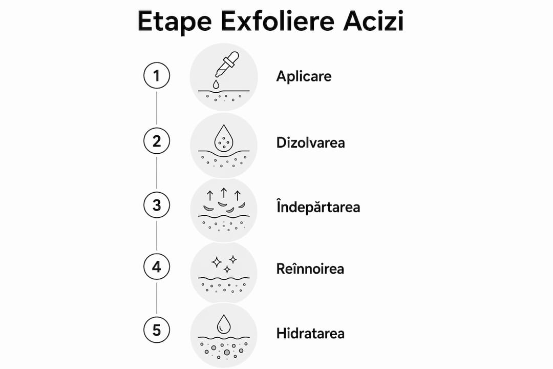 Infografic: cum acționează acizii exfolianți pas cu pas