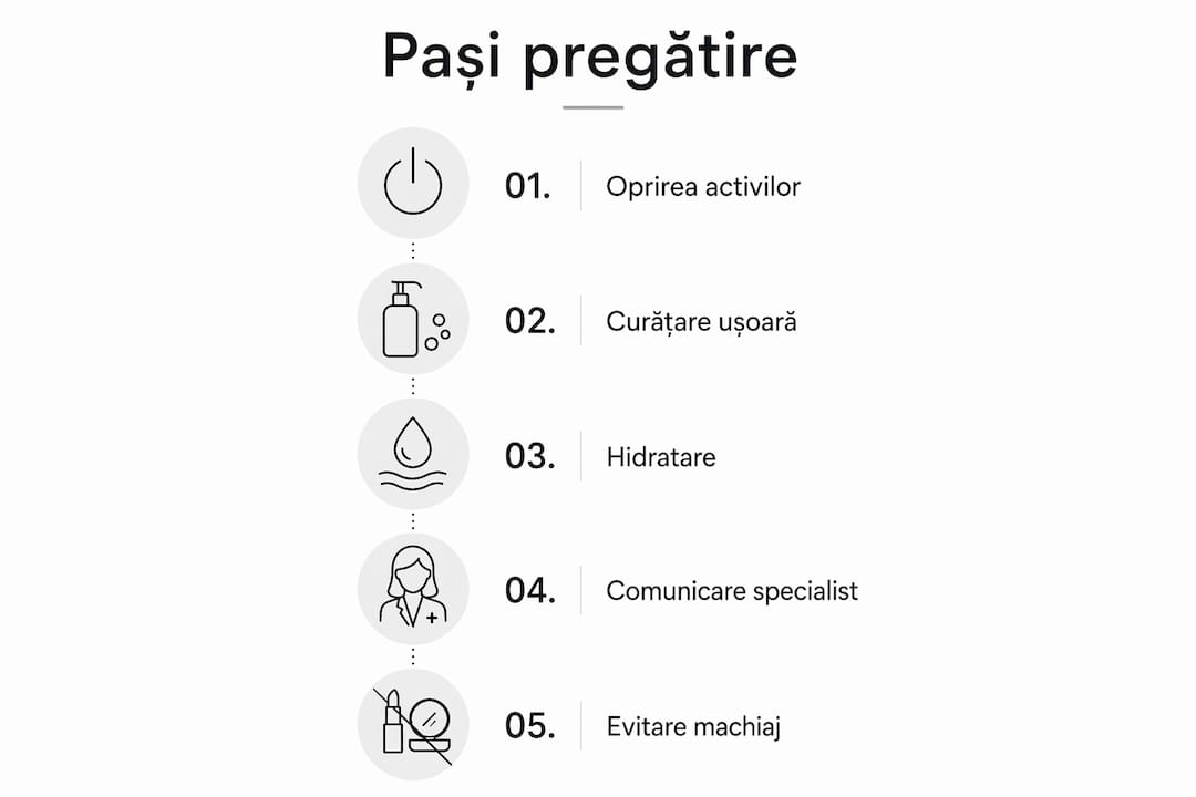 Infografic: etapele esențiale pentru pregătirea corectă a tenului înainte de tratamentele faciale