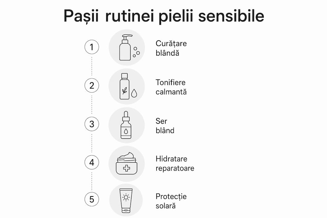 Infografic: cum să-ți îngrijești corect pielea sensibilă, pas cu pas