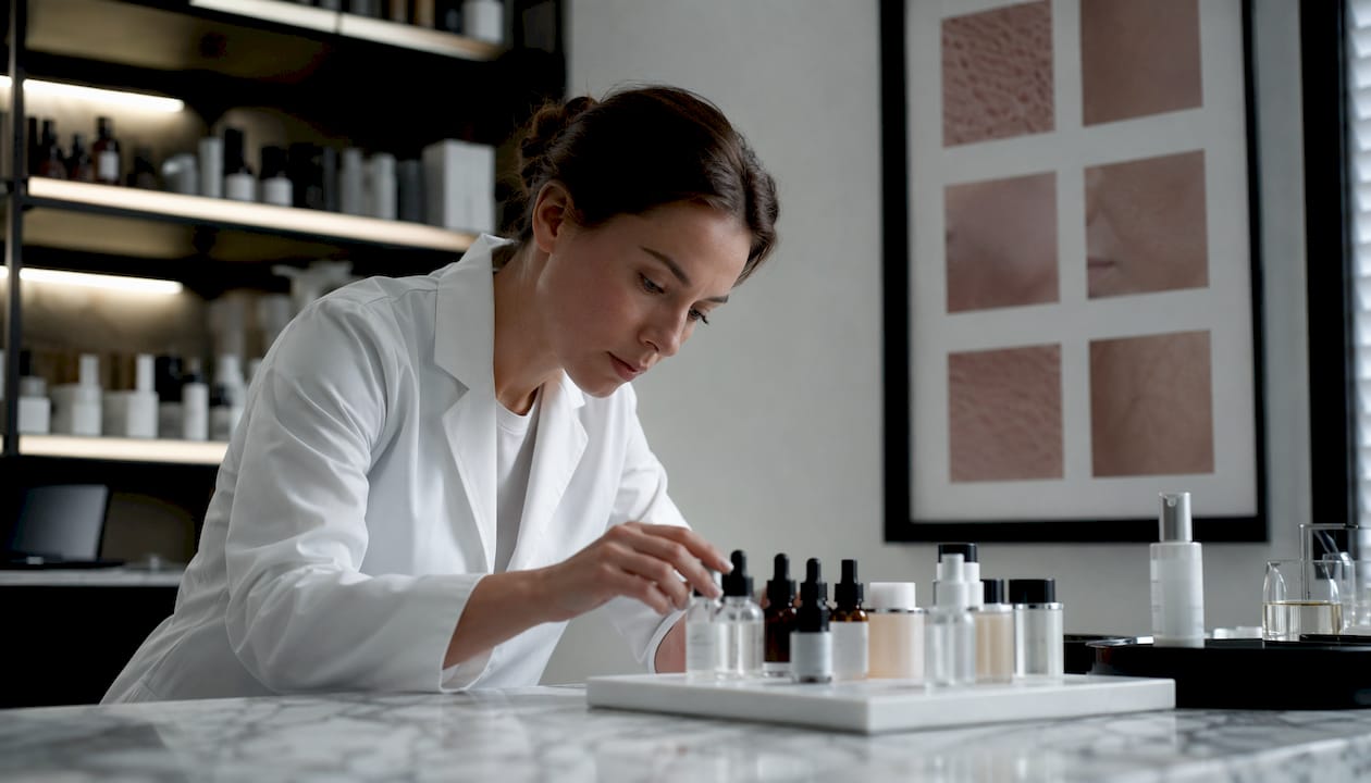 Dermatolog cu experiență care evaluează compoziția produselor cosmetice