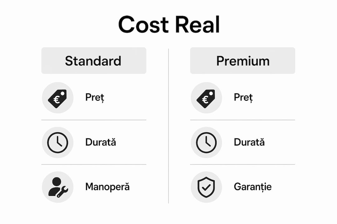 Infografic: diferențe de preț între varianta standard și cea premium a produsului