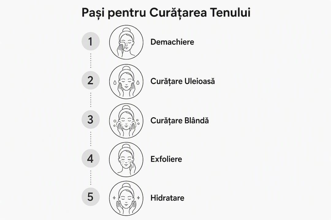 Infografic: Cum să îți cureți tenul corect, pas cu pas