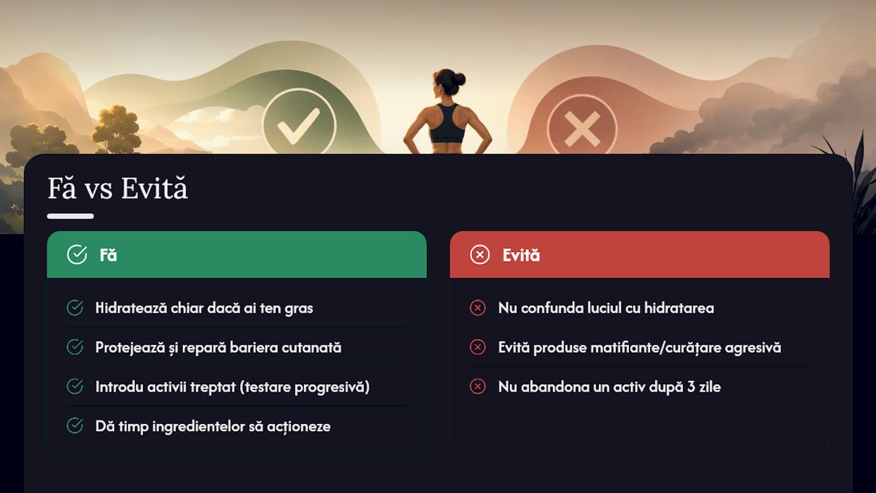 Ce am învățat despre tenul gras deshidratat, dincolo de rutina standard — overview diagram