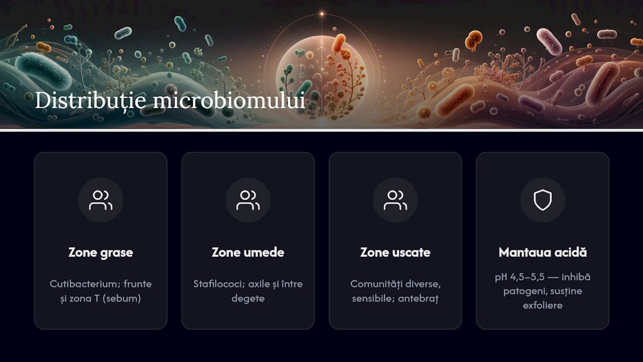 Zone ale pielii, microorganisme și intervalul pH