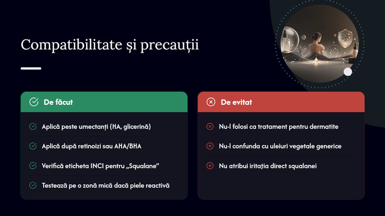 Compatibilitate cu alte ingrediente și precauții practice — overview diagram