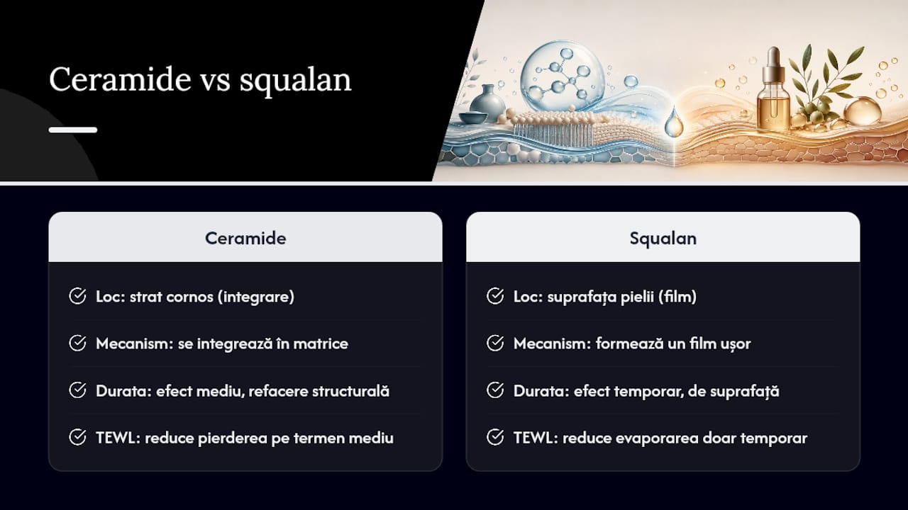Comparație între ceramide și squalane