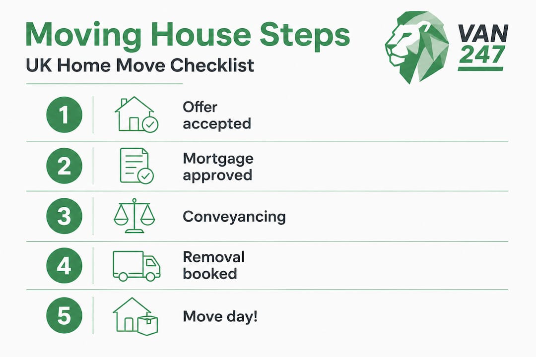 Infographic showing moving house steps in UK